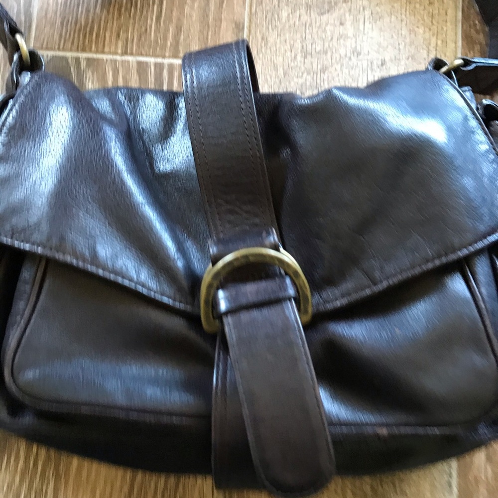 Vintage 90's-y2k Kooba dark brown leather shoulder bag tote crossbody saddle - Picture 2 of 9